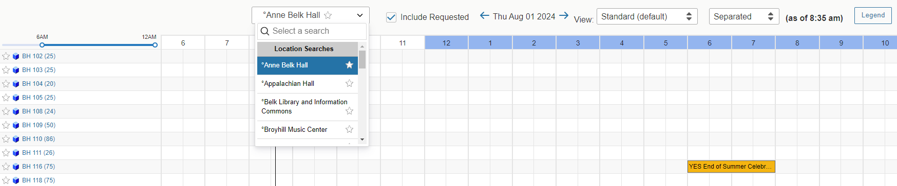 Availability Grid Select Building