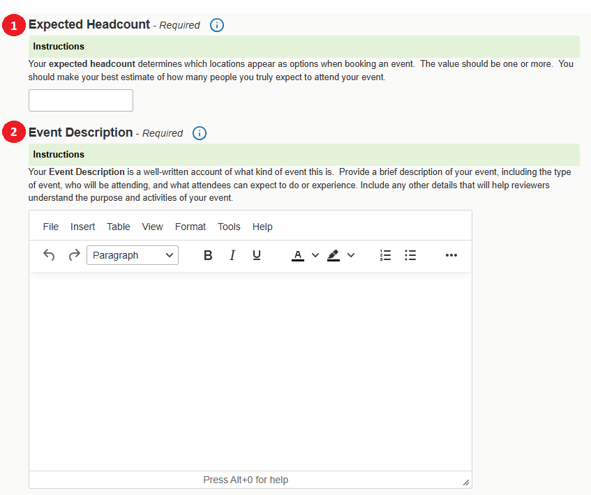 Headcount and Description for Students