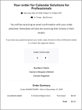 Screenshot of the registration confirmed screen in Localist calendar software. It shows all of the details about the event and confirms the user will receive an email shortly.